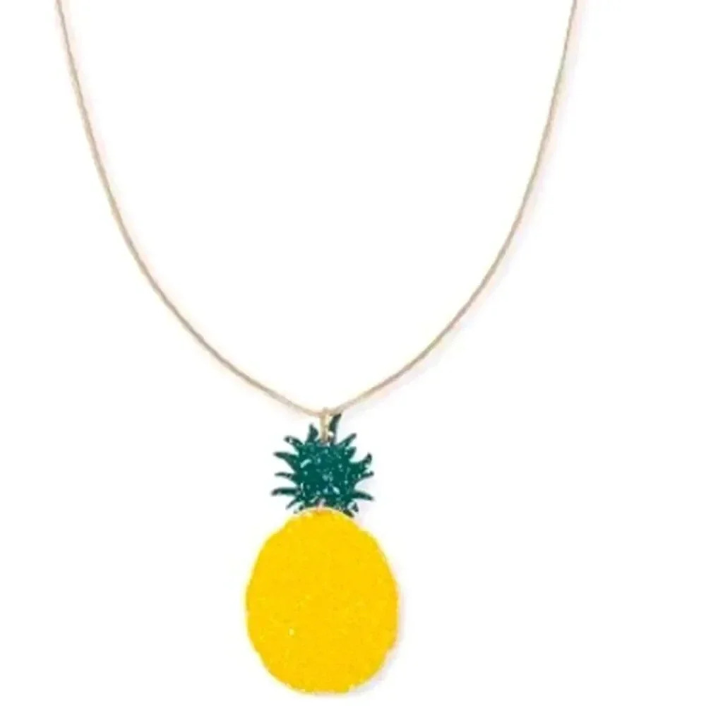 Pineapple Yellow Gold Tone Pendant Necklace
